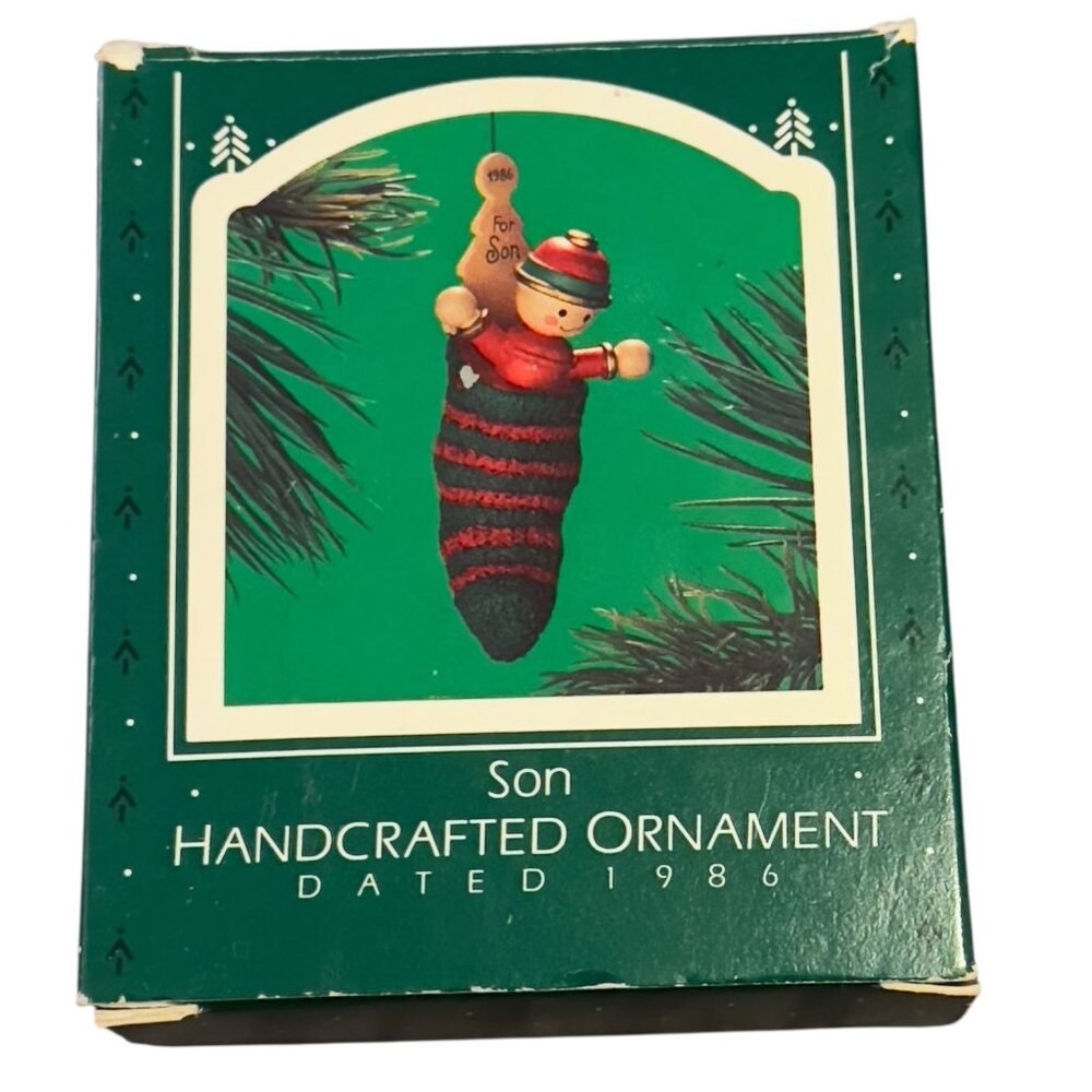 Hallmark 1986 Son Keepsake Ornament Handcrafted In Box Christmas Decoration Vtg